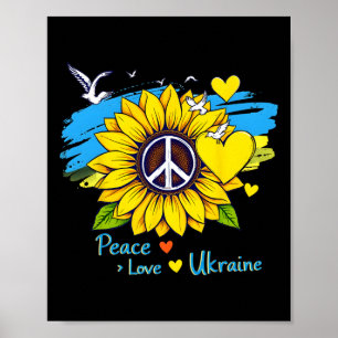 Affiche Tournesol Drapeau Ukraine Carte Paix Amour Ukraine