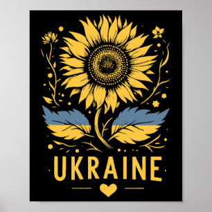 Affiche Tournesol d'Ukraine Je suis avec l'Ukraine Paix Fo