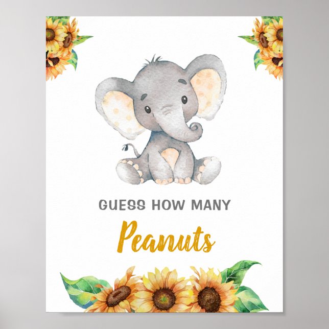 Affiche Tournesol Éléphant Autumn Devine Combien d'arachid (Devant)