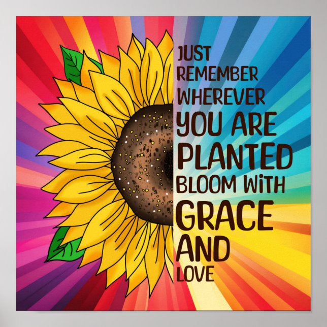 Affiche Tournesol et citation | Où que vous soyez planté (Devant)