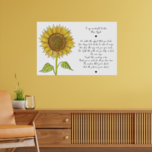 Affiche Tournesol et Script Poème d'appréciation pour ense (Salon 2)