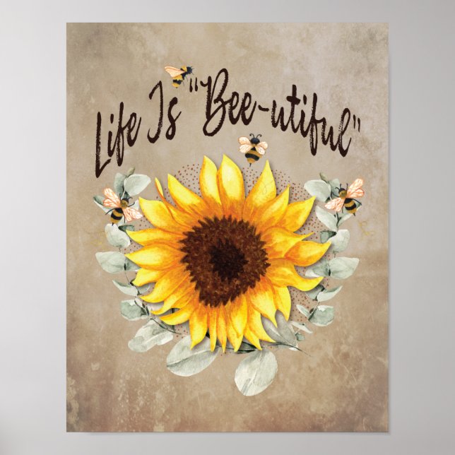 Affiche Tournesol Floral Vert Abee Inspiration (Devant)