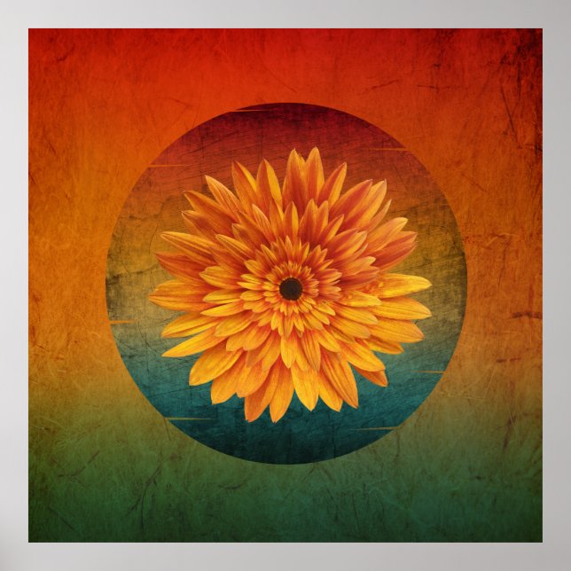 Affiche tournesol floral vintage   (Devant)