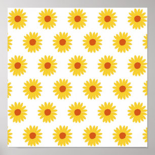 Affiche Tournesol jaune joli motif rétro Y2K