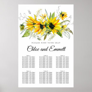 Affiche Tournesol Jaune moderne 6 tables