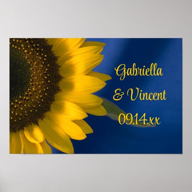 Affiche Tournesol jaune sur Mariage bleu (Devant)