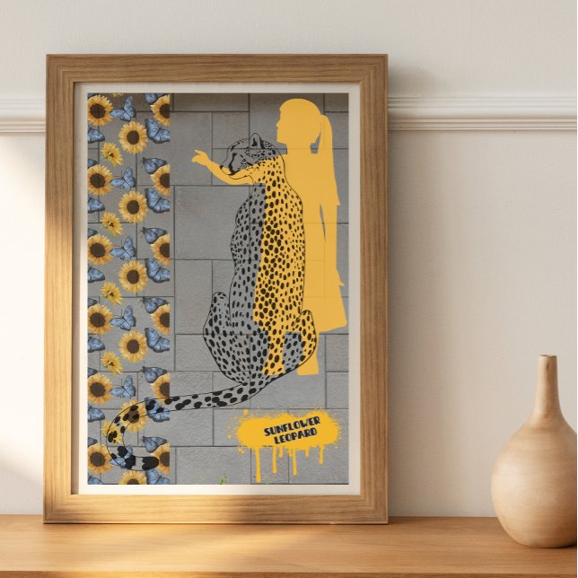 Affiche Tournesol Leopard Graffiti Street Art Pop Culture (Créateur téléchargé)