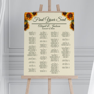 Affiche Tournesol Mariage Forêt Carte de siège vert