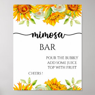 Affiche Tournesol mimosa bar signe de douche nuptiale