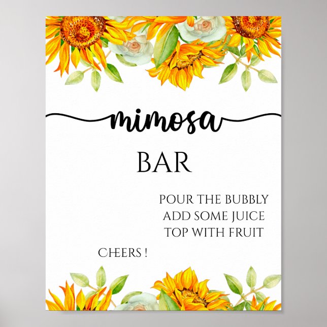 Affiche Tournesol mimosa bar signe de douche nuptiale (Devant)