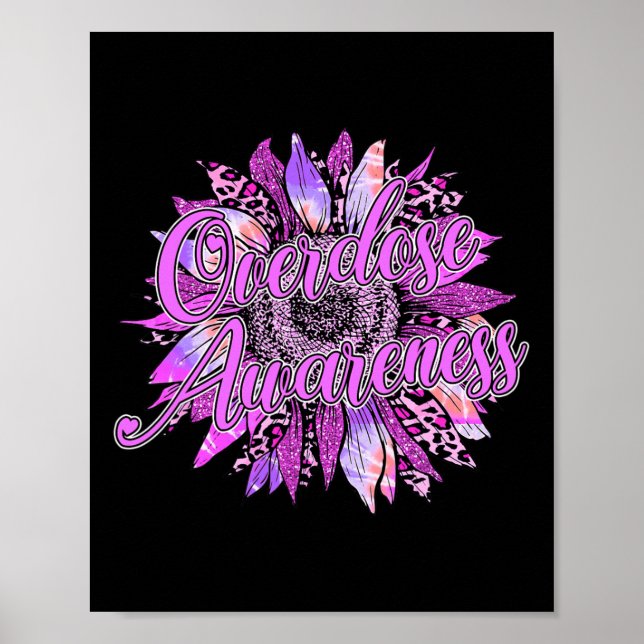 Affiche Tournesol mou Ribbon Opioïde Overdose Aware (Devant)