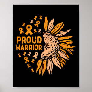 Affiche Tournesol Orange Ruban Fière Leukemia guerrière Aw