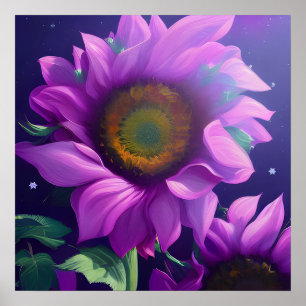 Affiche Tournesol peint en violet