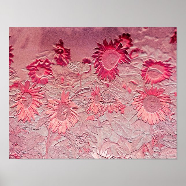 Affiche Tournesol rose Floral Vintage Design chic (Devant)