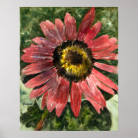 Tournesol rouge 5 aquarelle peinture Imprimer/post