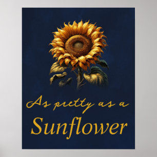 Affiche Tournesol rustique bleu 