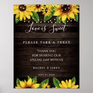 Affiche Tournesol Rustique Chaîne de bois Lumières Mariage