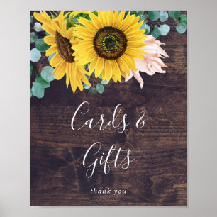 Affiche Tournesol Rustique   Panneau Cartes en Bois et Cad
