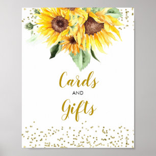 Affiche Tournesol sur le chemin Baby shower Cartes et Cade