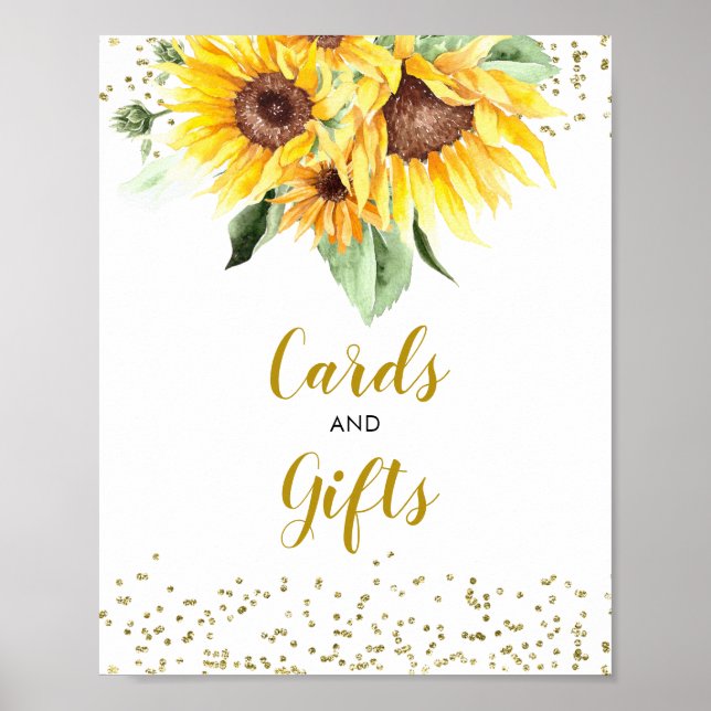 Affiche Tournesol sur le chemin Baby shower Cartes et Cade (Devant)