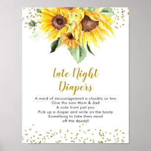Affiche Tournesol sur le chemin Baby shower Late Night Dia