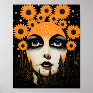 Affiche Tournesol surréaliste face céleste