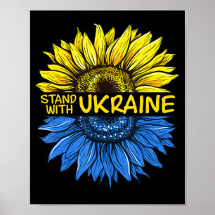 Affiche Tournesol Ukrainien je reste avec l'Ukraine amour