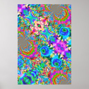 Affiche tournesols bleus Abstraits - peinture florale rétr