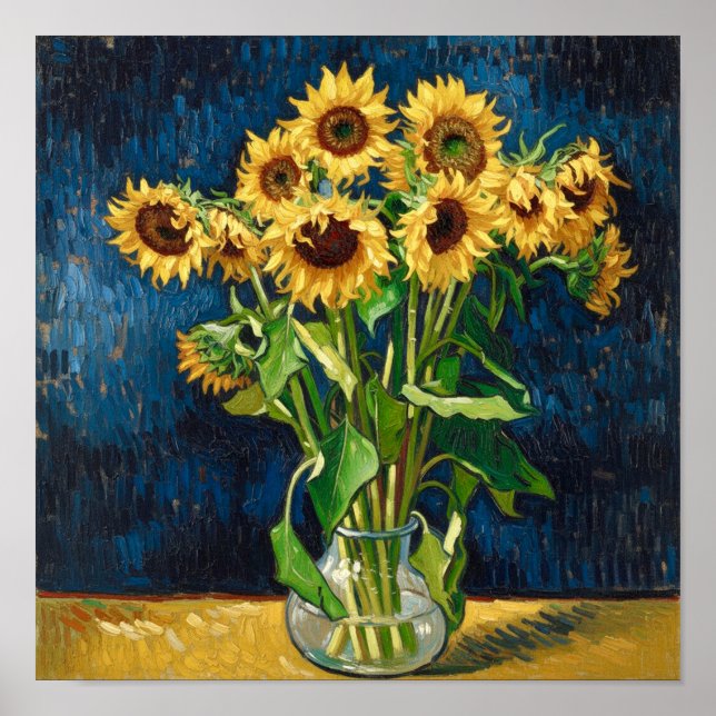 Affiche Tournesols dans un vase d'après Van Gogh (Devant)