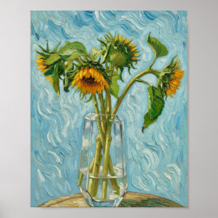Affiche Tournesols de Van Gogh dans un vase en verre