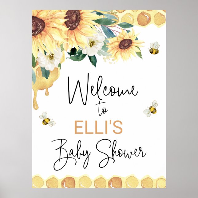 Affiche Tournesols Doux Comme Peut Être Baby shower Accuei (Devant)
