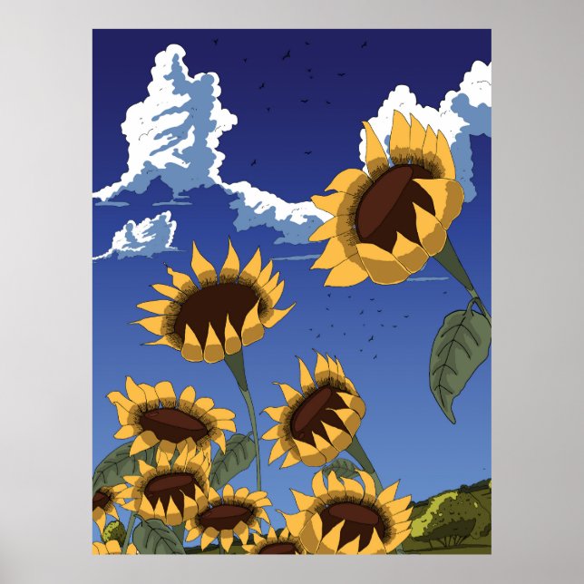 Affiche Tournesols en été (Devant)