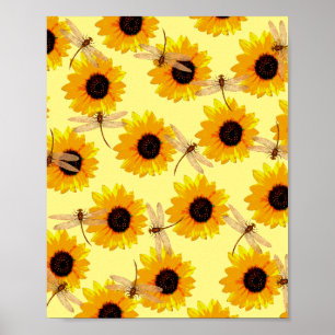 Affiche Tournesols Et libellules,