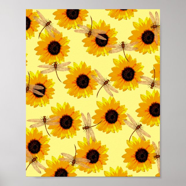 Affiche Tournesols Et libellules, (Devant)