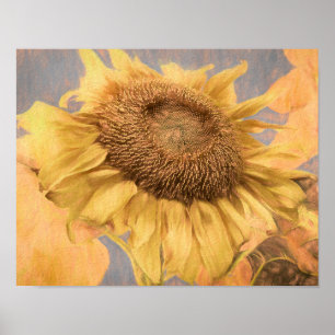 Affiche Tournesols géants Pays Découpage gris jaune Art