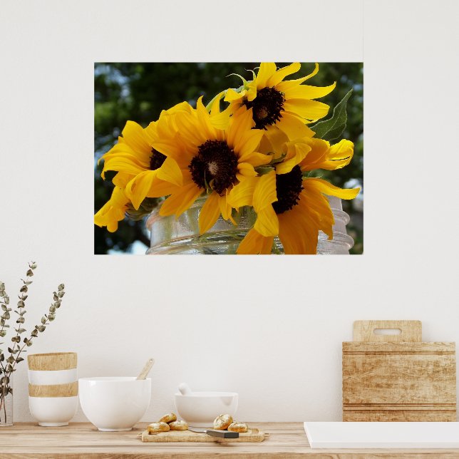 Affiche Tournesols jaunes dans une fleur de jarre photo (Cuisine)