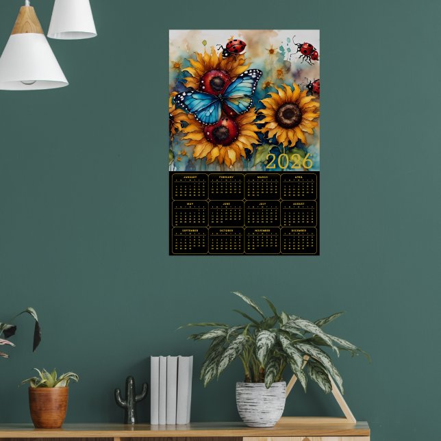 Affiche Tournesols, Papillon et coccinelles  (Salon 1)