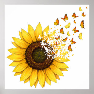 Affiche Tournesols Papillons
