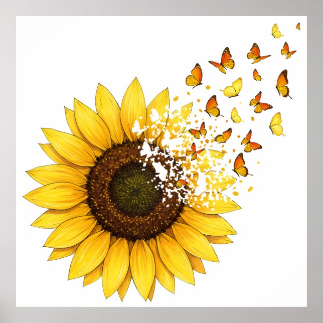 Affiche Tournesols Papillons (Devant)