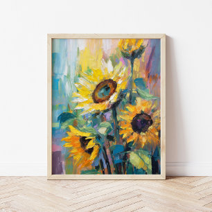 Affiche Tournesols Peinture Abstraite Florale moderne