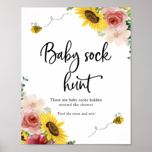 Affiche Tournesols, Roses et abeilles Chasse aux chots