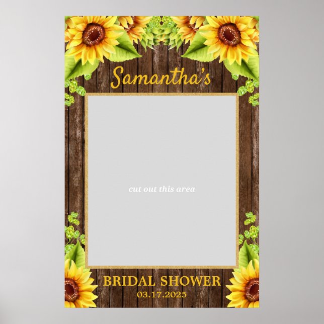 Affiche Tournesols rustiques en bois prop pour photobooth  (Devant)