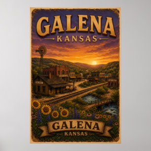 Affiche Tournesols sur le paysage de Galena Kansas