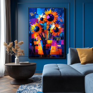 Affiche Tournesols – Van Gogh Réinventé Abstrait Vibrant