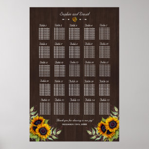 Affiche Tournesols vintages en bois ancien Graphique de si