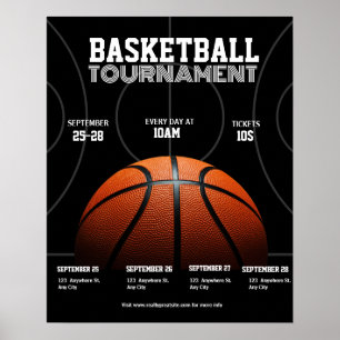 Affiche Tournoi de basket-ball universitaire, Sport de bas