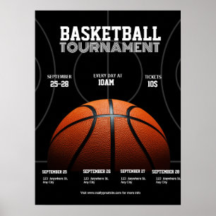 Affiche Tournoi de basket-ball universitaire, Sport de bas