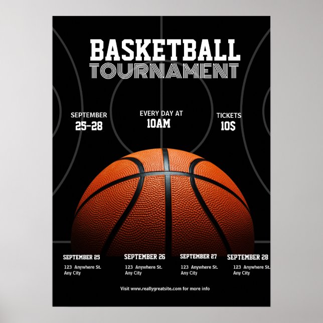 Affiche Tournoi de basket-ball universitaire, Sport de bas (Devant)