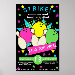 Affiche tournoi de bowling, tournoi de bowling