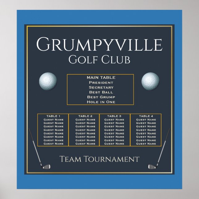 Affiche Tournoi de golf 🏌 Carte des places (Devant)